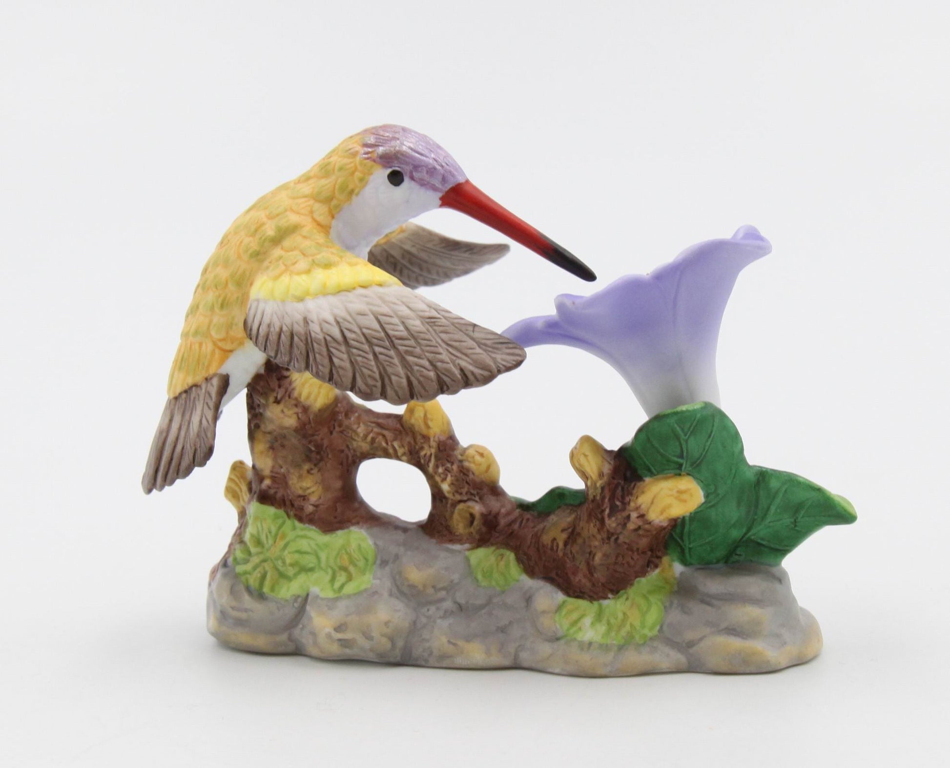 Ceramic Hummingbird with Azalea Flower Figurine Home Décor Gift for Her Mom Kitchen Décor Birdwatcher Gift Vintage