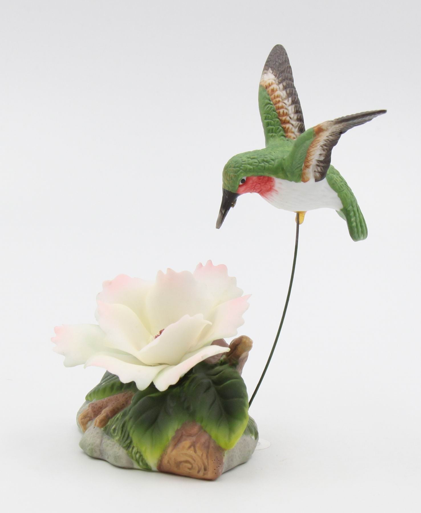 Ceramic Hummingbird with Camellia Flower Figurine Home Décor Gift for Her Gift for Mom Kitchen Décor Birdwatcher Gift