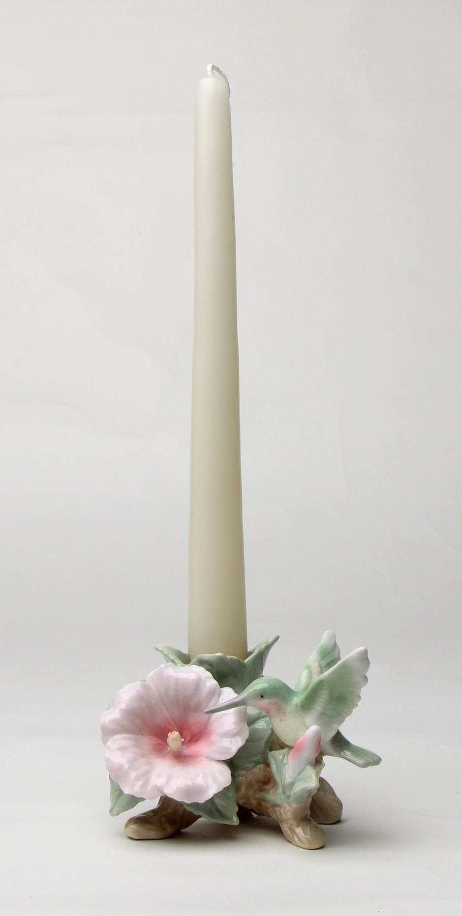 Ceramic Hummingbird with Hibiscus Flower Candle Holder Home Décor Gift for Her Mom Kitchen Décor Birdwatcher Gift