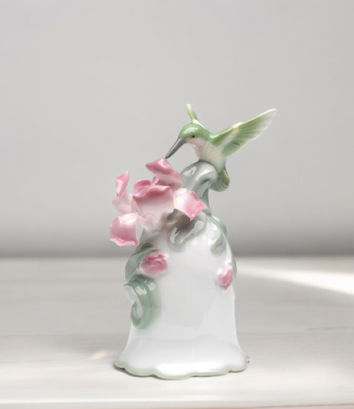 Ceramic Hummingbird With Iris Flower Musical Gift for Birdwatcher Gift for Her Gift for Mom - Music box