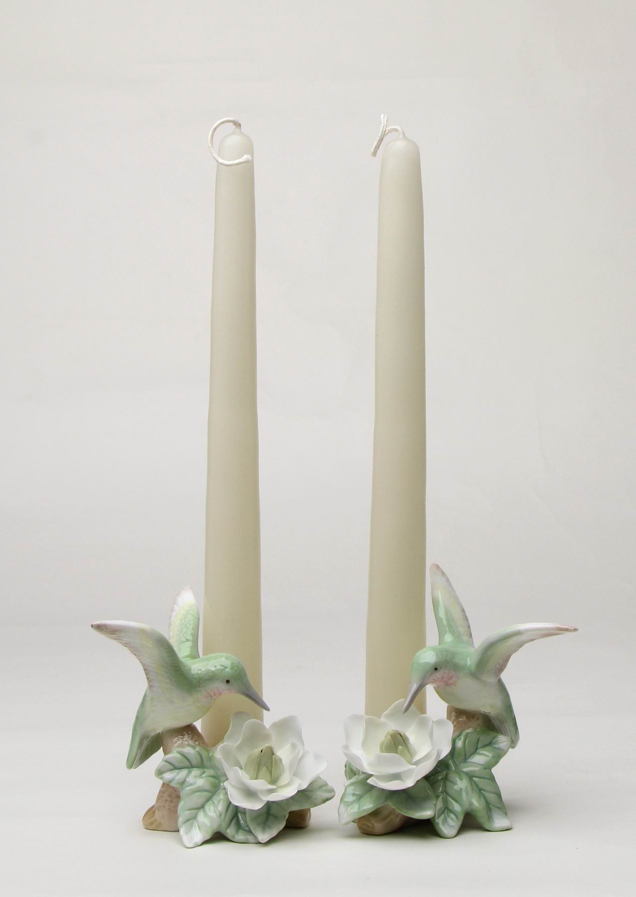 Ceramic Hummingbird with Magnolia Flower Candle Holder - Set of 2 Garden Decor Vintage Decor Gift for Her Gift for Mom