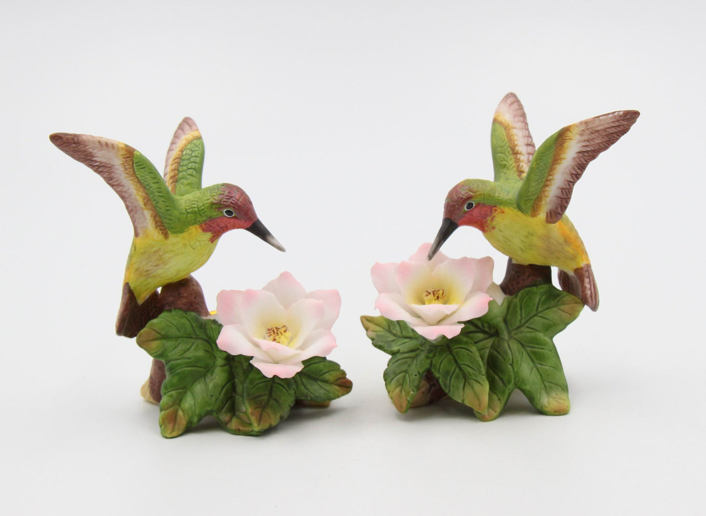 Ceramic Hummingbird with White Flower Candleholder-Set of 2 Home Décor Gift for Her Gift for Mom Birdwatcher Gift