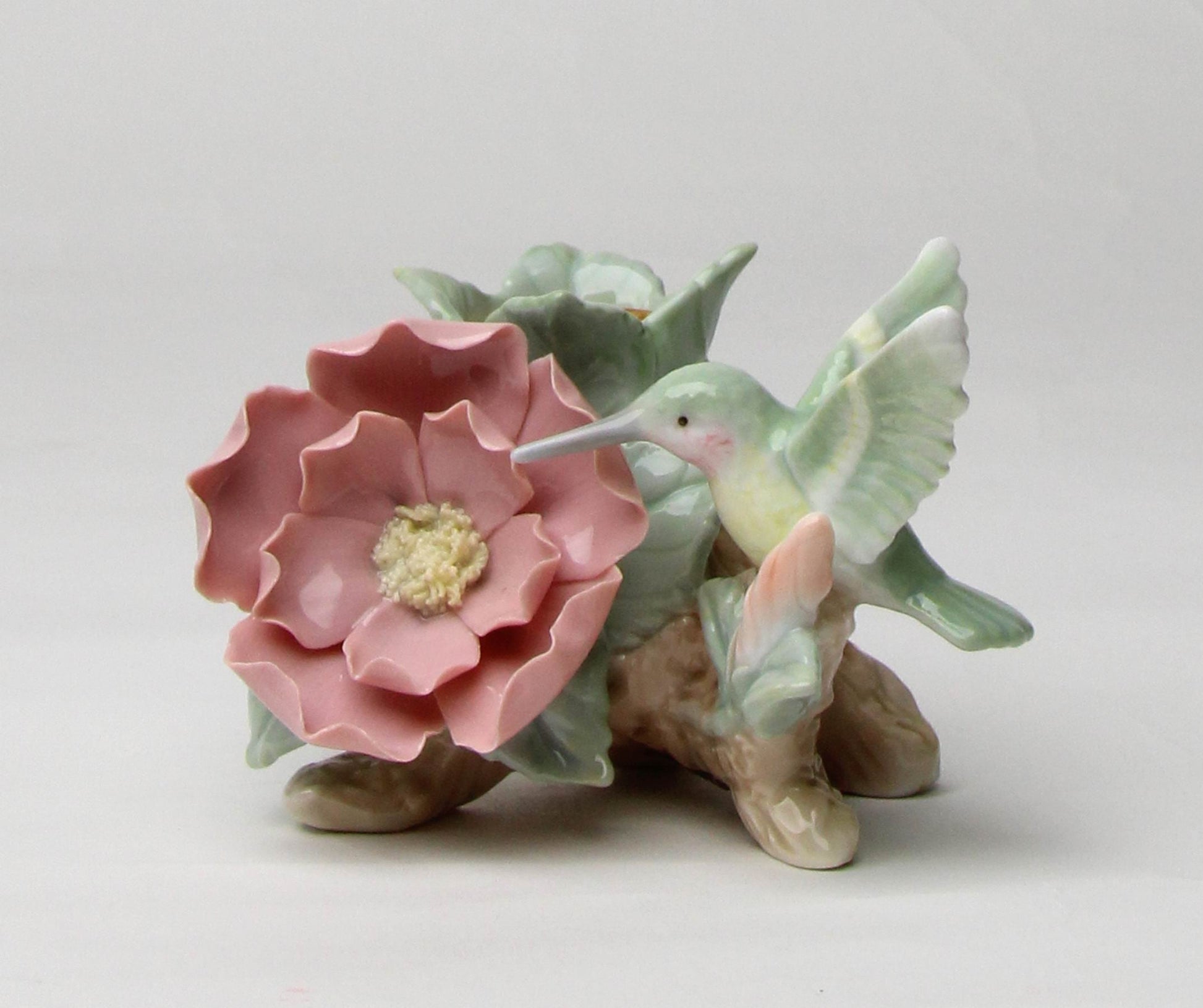 Ceramic Hummingbird with Wildrose Flower Candle Holder Home Décor Gift for Her Mom Kitchen Décor Birdwatcher Gift