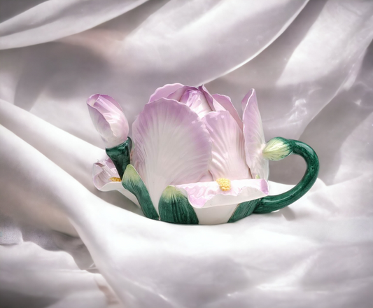 Ceramic Iris Flower Teapot Gift for Her Gift for Mom Tea Party Décor Café Décor Spring Kitchen Decor - teapot