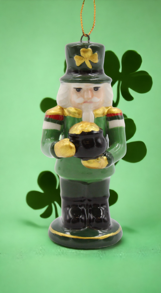 Ceramic Irish Nutcracker Ornament Home Décor Gift for Her Gift for Mom Christmas Décor Irish Saint Patrick’s Day Décor