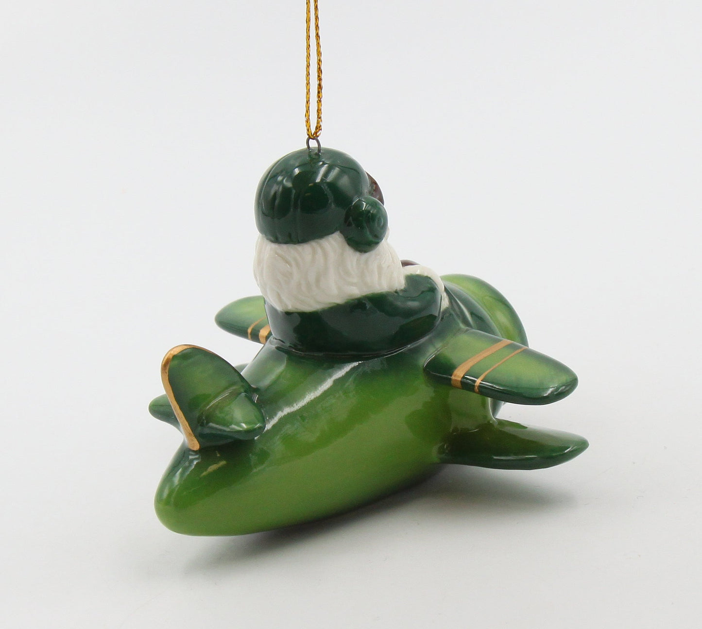 Ceramic Irish Santa Flying Airplane Ornament Gift for Her Gift for Pilot Irish Saint Patrick’s Day Décor Christmas