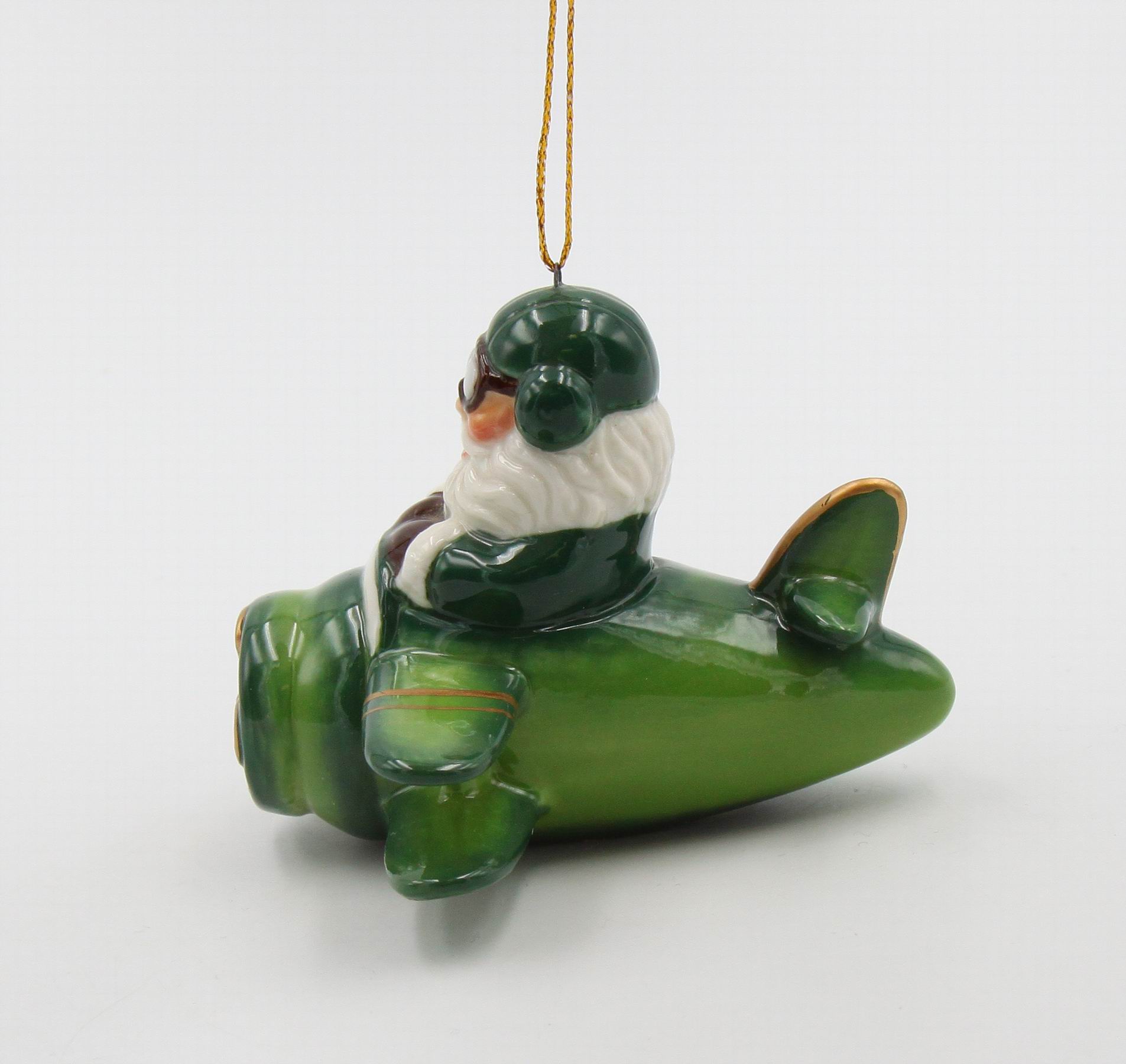 Ceramic Irish Santa Flying Airplane Ornament Gift for Her Gift for Pilot Irish Saint Patrick’s Day Décor Christmas