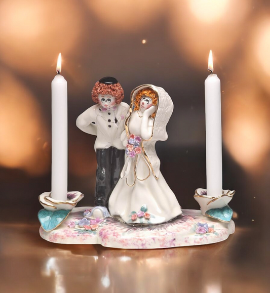 Ceramic Jewish Bride and Groom Wedding Candle Holder Wedding Decor Wedding Gift - Candle holder