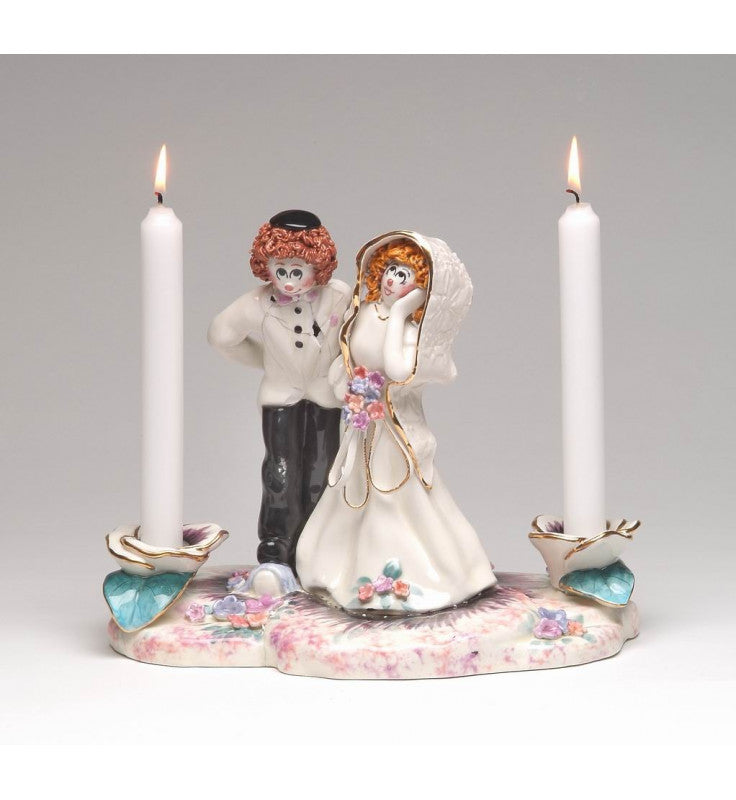 Ceramic Jewish Bride and Groom Wedding Candle Holder Wedding Decor Wedding Gift - Candle holder