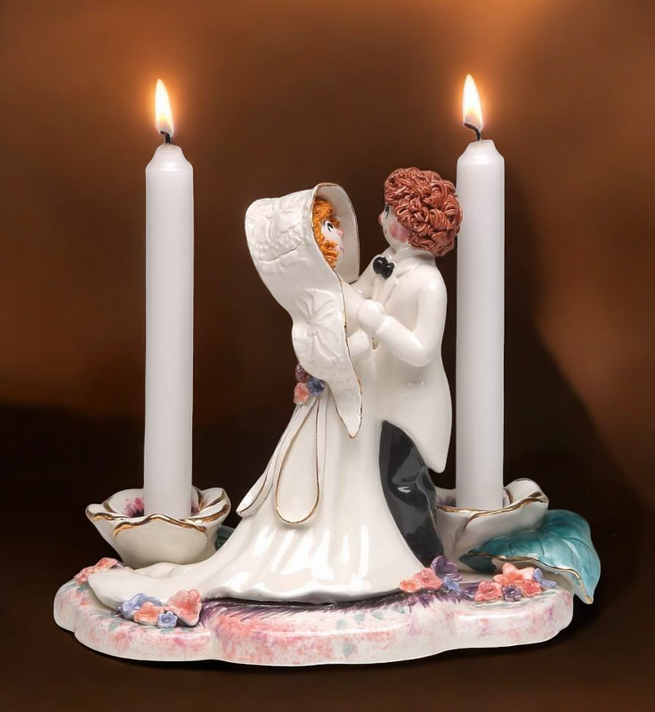 Ceramic Jewish Bride and Groom Wedding Candle Holders Wedding Decor Wedding Gift CANDLES NOT INCLUDED - Candle Holders