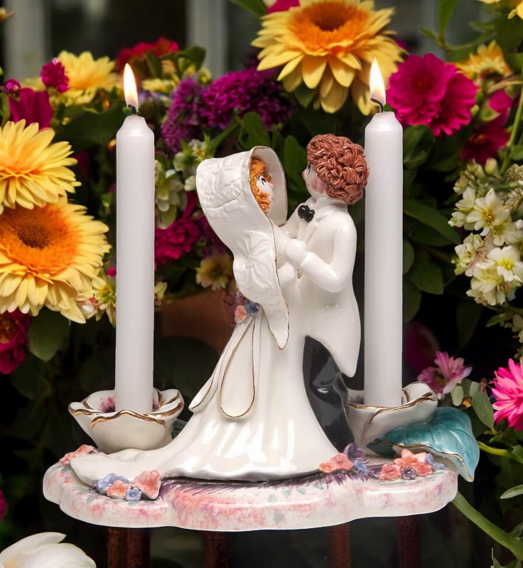 Ceramic Jewish Bride and Groom Wedding Candle Holders Wedding Decor Wedding Gift CANDLES NOT INCLUDED - Candle Holders