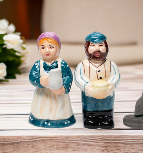 Ceramic Jewish Farmers Salt and Pepper Shakers Hanukkah Decor Hanukkah Gift Jewish Home Decor - Salt & Pepper Shakers