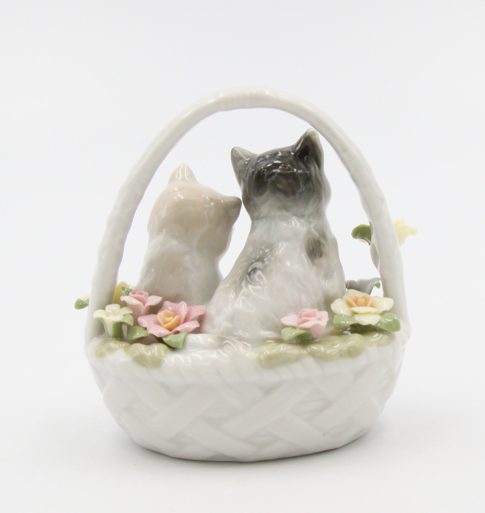 Ceramic Kittens In Basket Figurine Home Décor Gift for Her Gift for Mom Kitchen Décor Cat Lovers Gift Pet Loss Gift