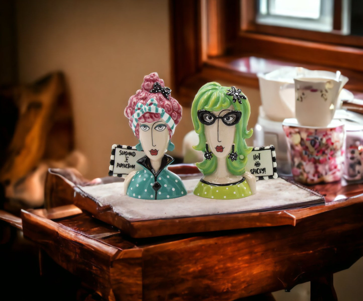 Ceramic Ladies of Perfection and Spice Salt and Pepper Shakers Home Décor Gift for Her or Mom Gift for Friend