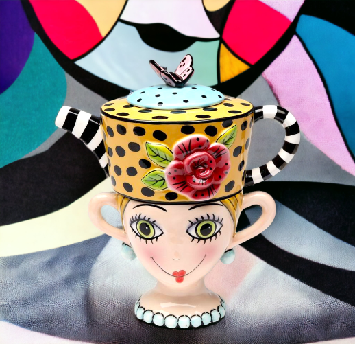 Ceramic Lady Lux Tea for One Gift for Her Gift for Mom Tea Party Décor Café Décor Spring Kitchen Decor - tea