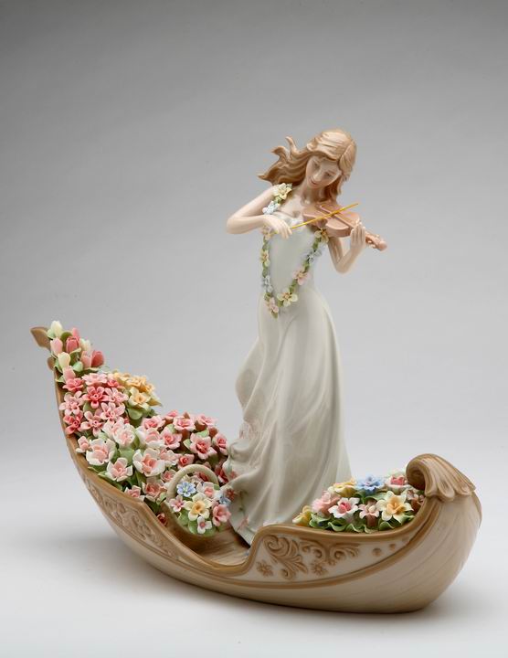 Venice Flower Gondola Figurine - kevinsgiftshoppe