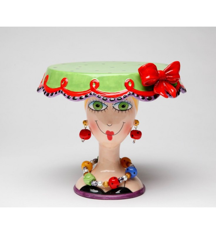 Ceramic Lady Wearing Earrings Cake Stand Birthday Party Decor Wedding Decor Cafe Decor Kitchen Decor - cake stand