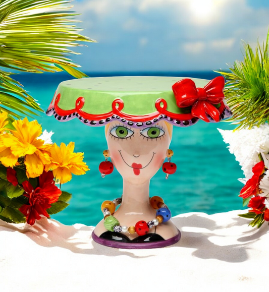Ceramic Lady Wearing Earrings Cake Stand Birthday Party Decor Wedding Decor Cafe Decor Kitchen Decor - cake stand