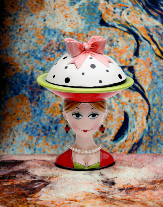 Ceramic Lady with Serving Bowl on Head Home Décor Gift for Her Gift for Mom Gift for Friend or Coworker Kitchen Décor