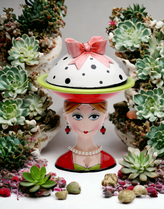 Ceramic Lady with Serving Bowl on Head Home Décor Gift for Her Gift for Mom Gift for Friend or Coworker Kitchen Décor
