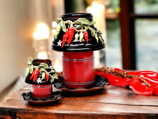 Ceramic Large Size Chili Pepper Candle Shade and Base Home Décor Gift for Her Gift for Mom Kitchen Décor Farmhouse
