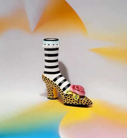 Ceramic Leopard Print Heel Vase Home Decor Gift for Her Gift for Mom Shoe Lover Gift - vase