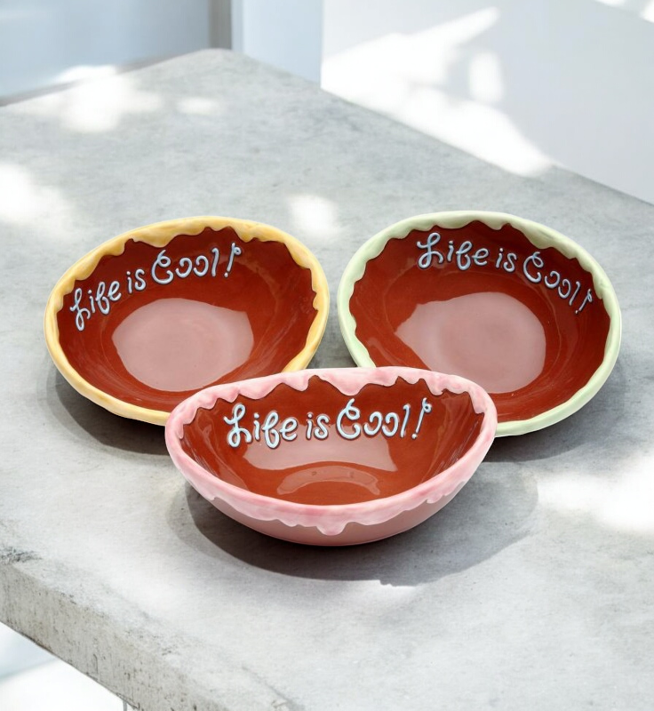 Ceramic Life Is Sweet - Ice Cream Bowl (3 Pcs Set) Kitchen Decor Cafe Decor - Bowls
