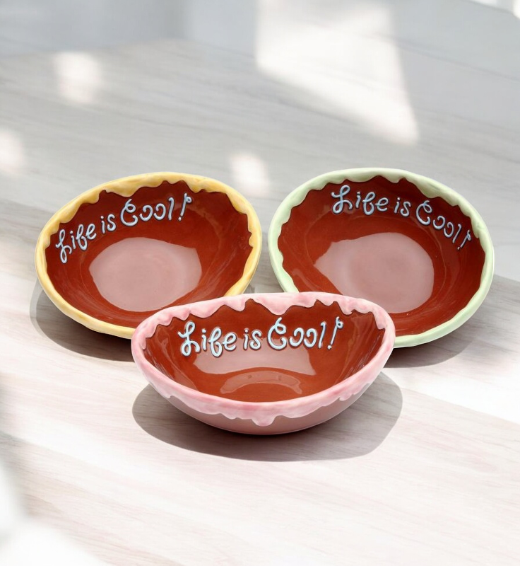 Ceramic Life Is Sweet - Ice Cream Bowl (3 Pcs Set) Kitchen Decor Cafe Decor - Bowls