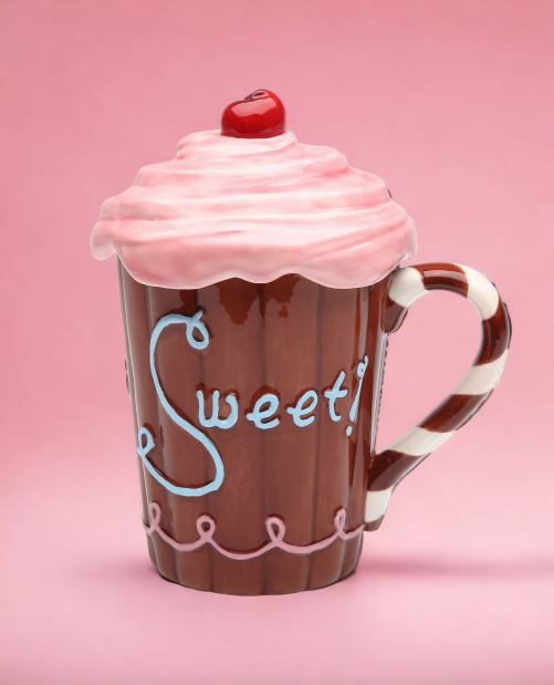 Ceramic Life is Sweet Pink Cupcake Mug Gift for Her Gift for Mom Gift for Friend or Coworker Tea Party Décor Café Décor