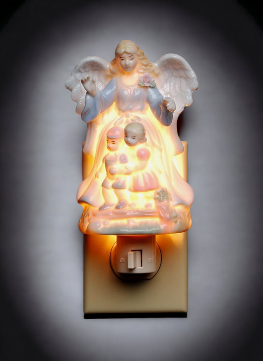 Ceramic Lighted Guardian Angel Plug-In Nightlight Home Décor Religious Décor Religious Gift Church Décor Baptism Gift