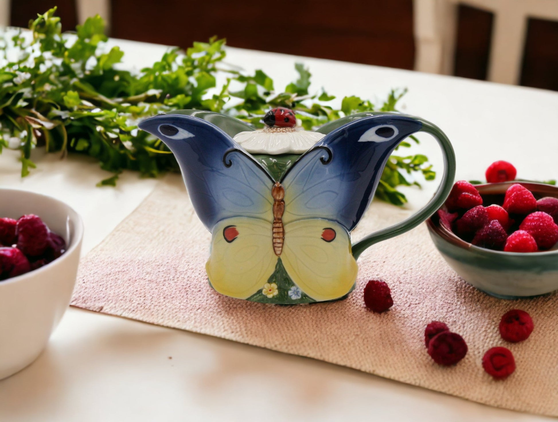 Ceramic Magic Butterfly Teapot Gift for Her Gift for Mom Tea Party Décor Café Décor Spring Kitchen Decor Cottagecore