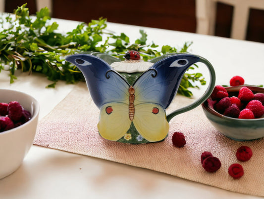 Ceramic Magic Butterfly Teapot Gift for Her Gift for Mom Tea Party Décor Café Décor Spring Kitchen Decor Cottagecore