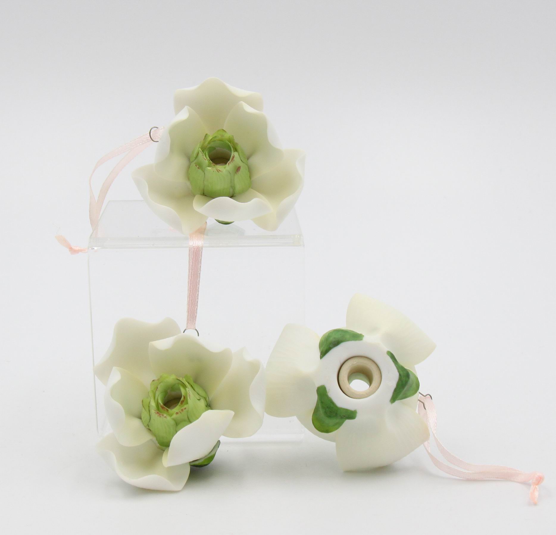 Ceramic Magnolia Flower Light Covers-Set of 3 Home Decor Wedding Decor Romantic Decor Gift for Her Gift for Mom - Night
