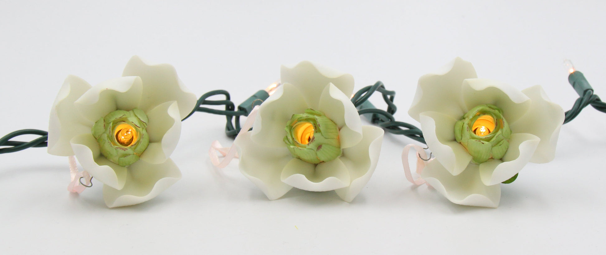 Ceramic Magnolia Flower Light Covers-Set of 3 Home Decor Wedding Decor Romantic Decor Gift for Her Gift for Mom - Night