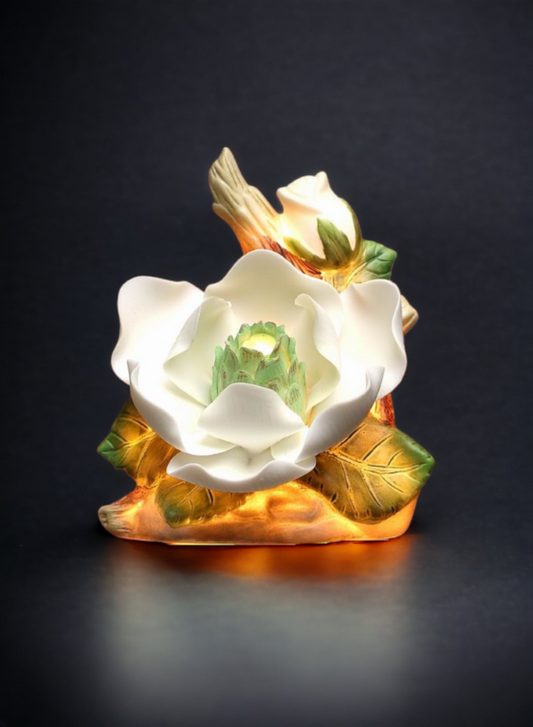 Ceramic Magnolia Flower Plug-In Nightlight Home Décor Gift for Her Gift for Mom Nature Lover Décor Vintage Decor