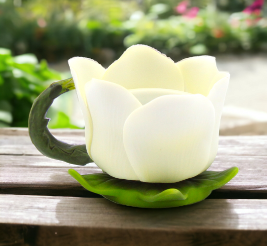 Ceramic Magnolia Flower Votive Candle Holder Home Décor Gift for Her Gift for Mom Nature Lover Gift Vintage Decor