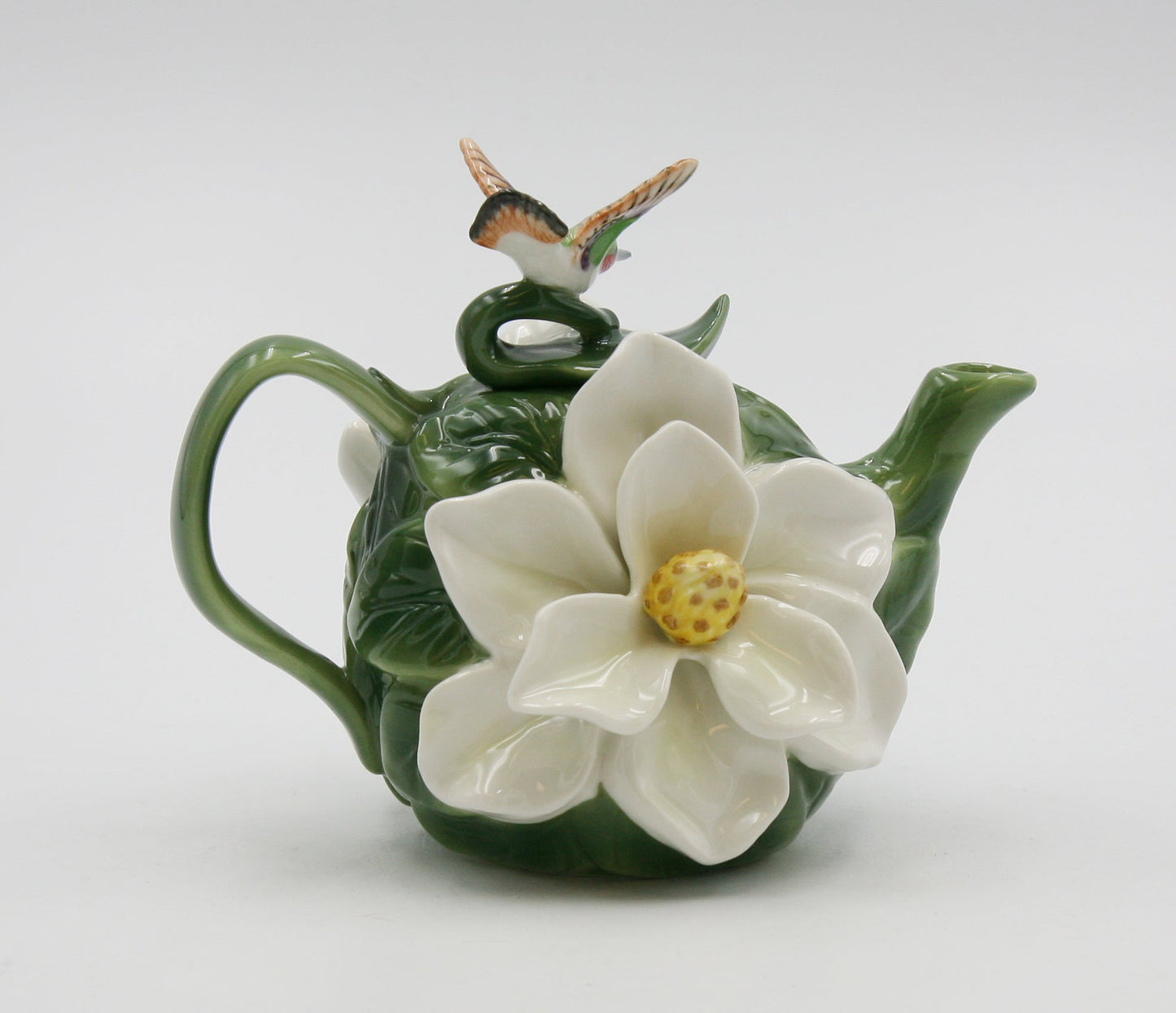 Ceramic Magnolia Flower with Hummingbird Teapot Gift for Her Gift for Mom Tea Party Décor Café Décor - teapot