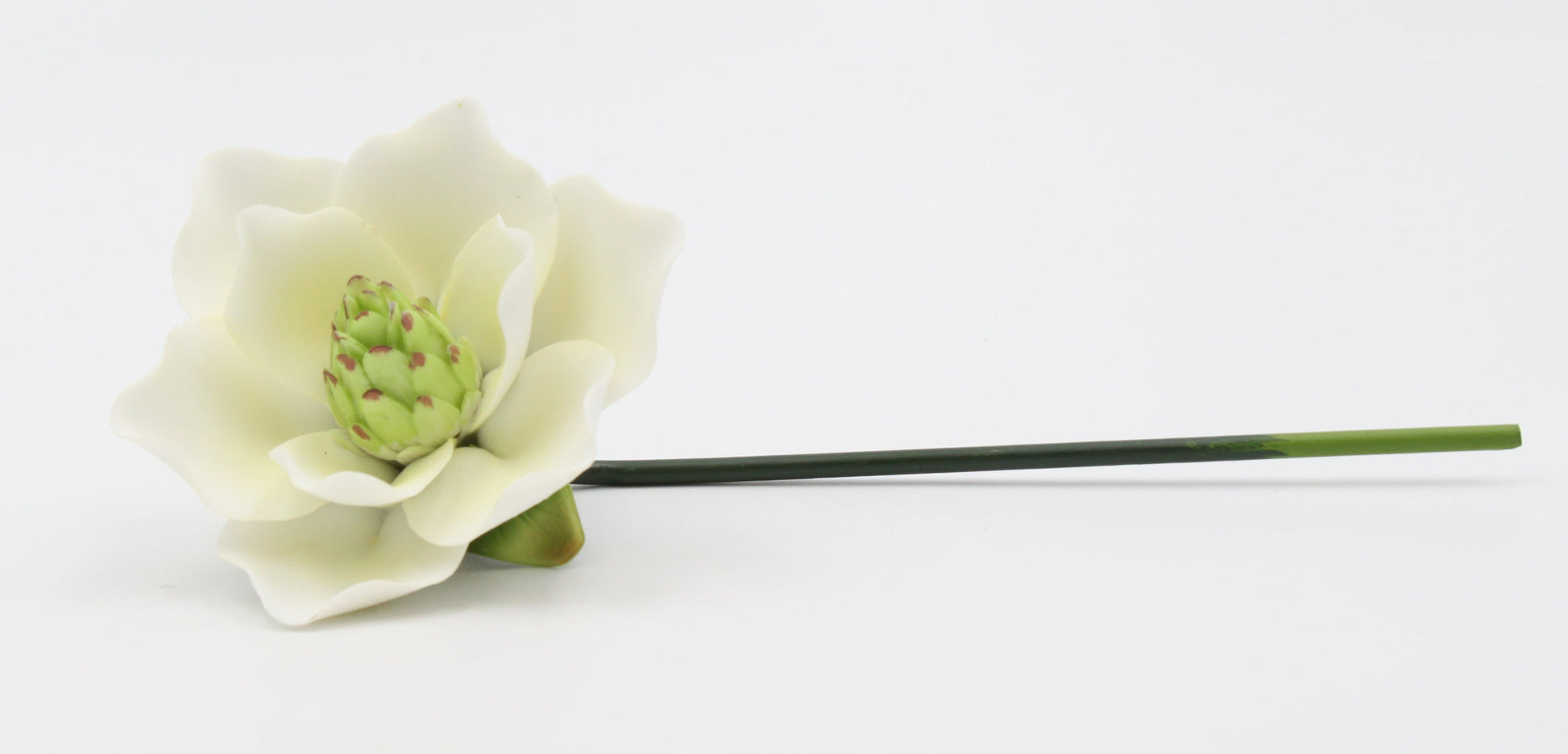 Ceramic Magnolia Flower with Stem Home Décor Gift for Her Gift for Mom Wedding Decor - Figurine