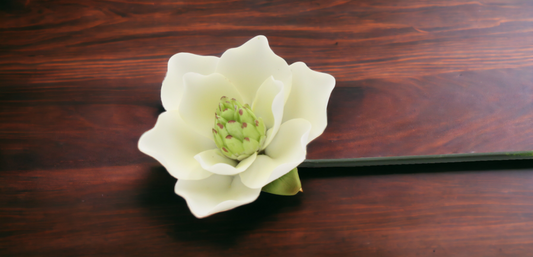 Ceramic Magnolia Flower with Stem Home Décor Gift for Her Gift for Mom Wedding Decor - Figurine