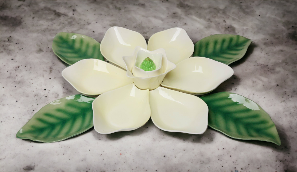 Ceramic Magnolia Petal Dish 11 Pieces Set Home Décor Gift for Her Gift for Mom Spring Décor Party Décor Wedding Decor