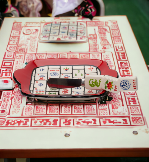Ceramic Mahjong 2pc Spreader And Dish Set Home Decor Kitchen Decor Game Room Decor Mahjong Player Gift - Plates