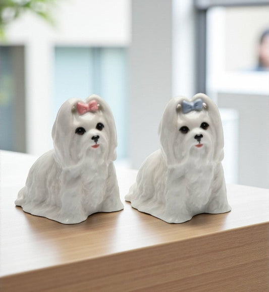 Ceramic Maltese Dog Salt & Pepper Shakers Home Décor Gift for Her Gift for Mom Kitchen Décor Dog Lover Gift Pet Loss