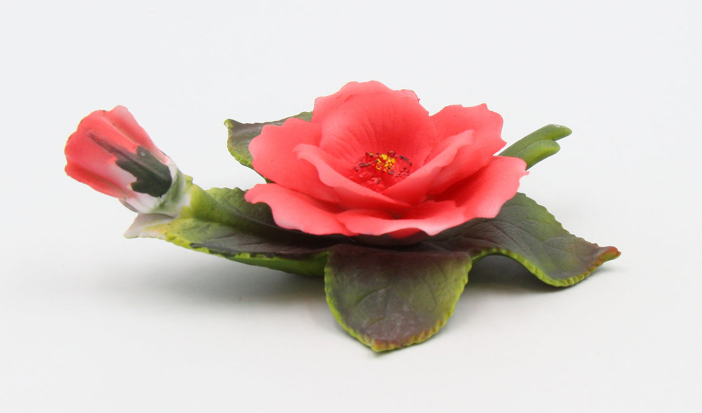 Ceramic Maroon Wild Rose Flower Figurine Home Décor Gift for Her Mom Farmhouse Kitchen Décor Vintage Decor - Figurine