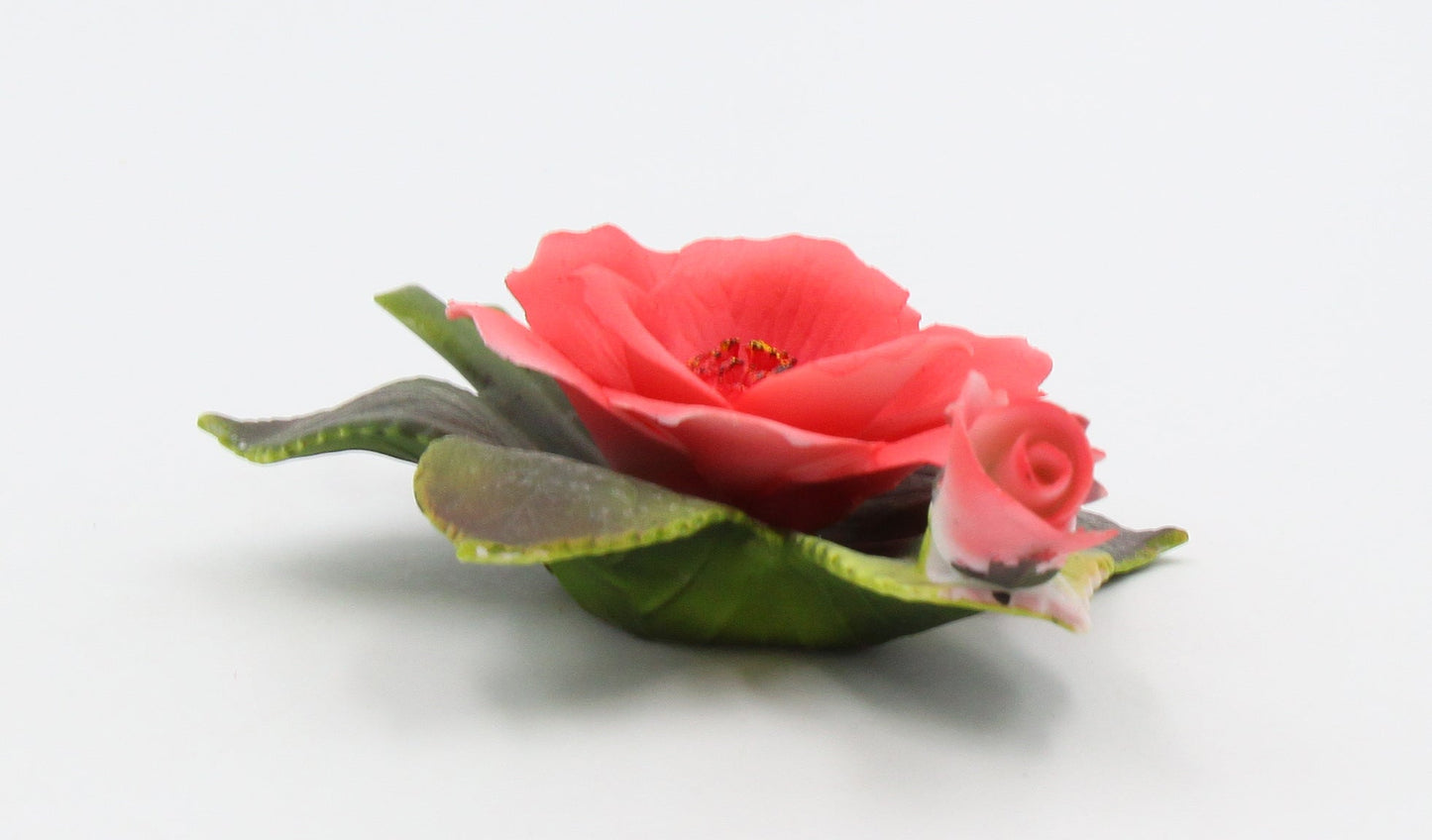 Ceramic Maroon Wild Rose Flower Figurine Home Décor Gift for Her Mom Farmhouse Kitchen Décor Vintage Decor - Figurine