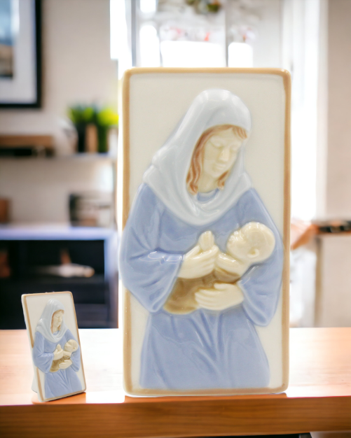 Ceramic Mary Holding Baby Jesus Figurine Home Décor Religious Décor Religious Gift Church Décor Baptism Gift - Figurine