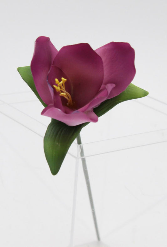 Ceramic Mauve Flower with Stem Gift for Her Gift for Mom Romantic Decor Valentines Decor - flower