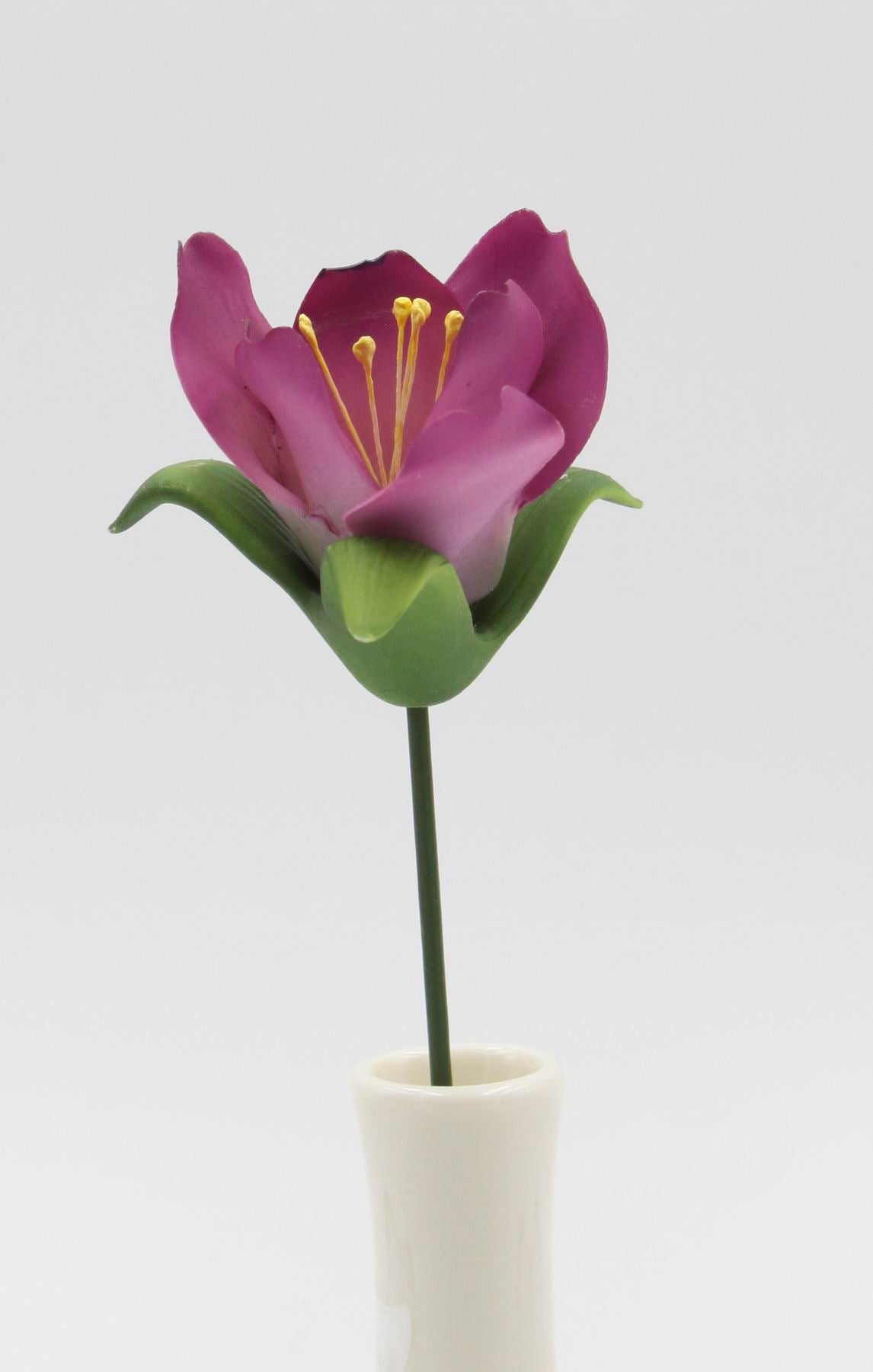 Ceramic Mauve Flower with Stem Gift for Her Gift for Mom Romantic Decor Valentines Decor - flower