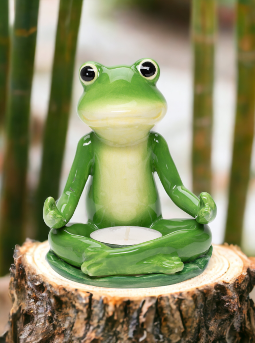 Ceramic Meditating Frog Tealight Candle Holder Home Décor Gift for Her Gift for Mom Kitchen Décor Farmhouse Décor