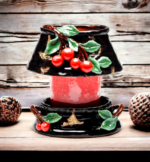 Ceramic Medium Cherry Candle Holder Shade and Base Home Décor Gift for Her Gift for Mom Kitchen Décor Farmhouse Décor