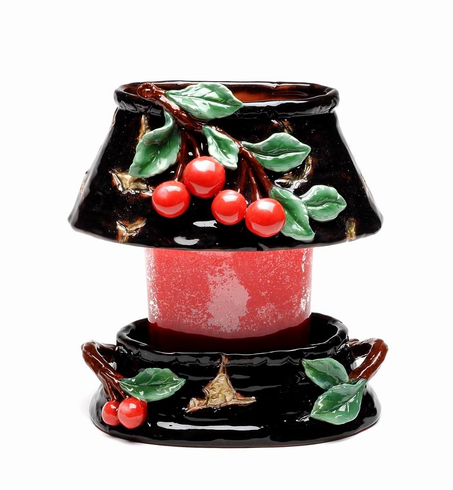 Ceramic Medium Cherry Candle Holder Shade and Base Home Décor Gift for Her Gift for Mom Kitchen Décor Farmhouse Décor